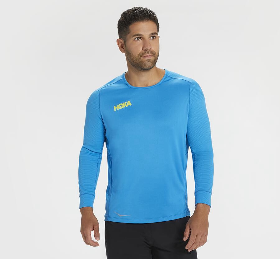 Pánske Topy Hoka Slovakia - Performance 3/4 Sleeve - Modre 64072-BUQL